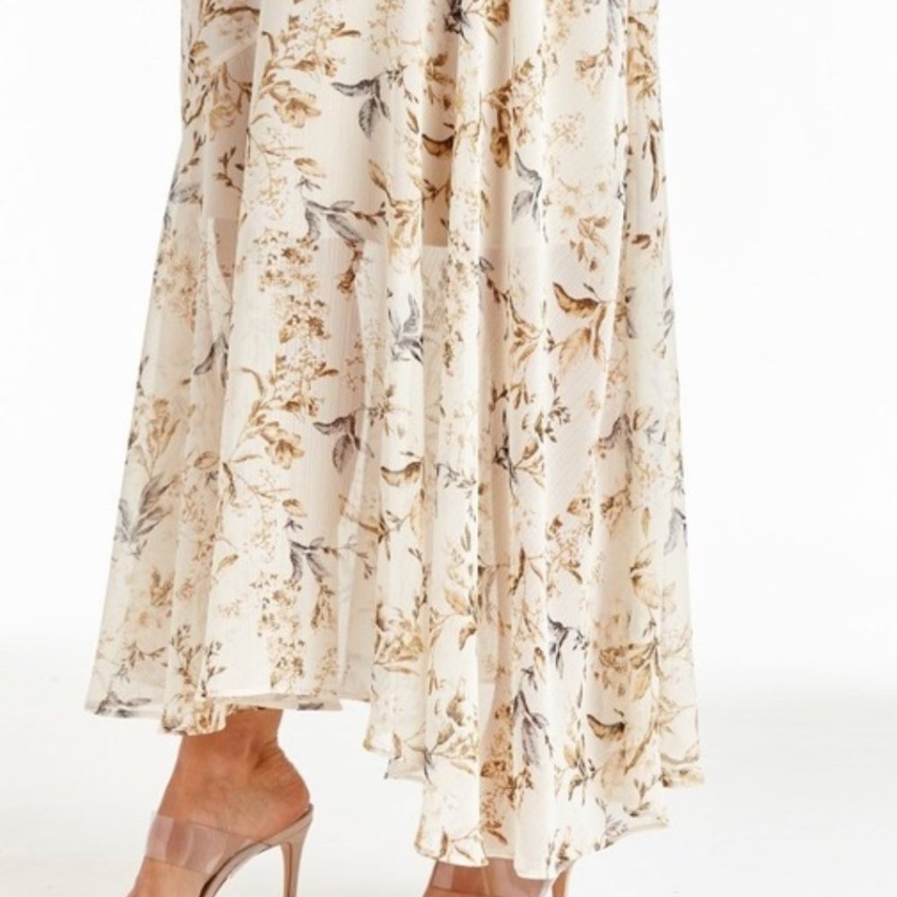 Anthropologie DREW Floral Print Chiffon Maxi Skirt